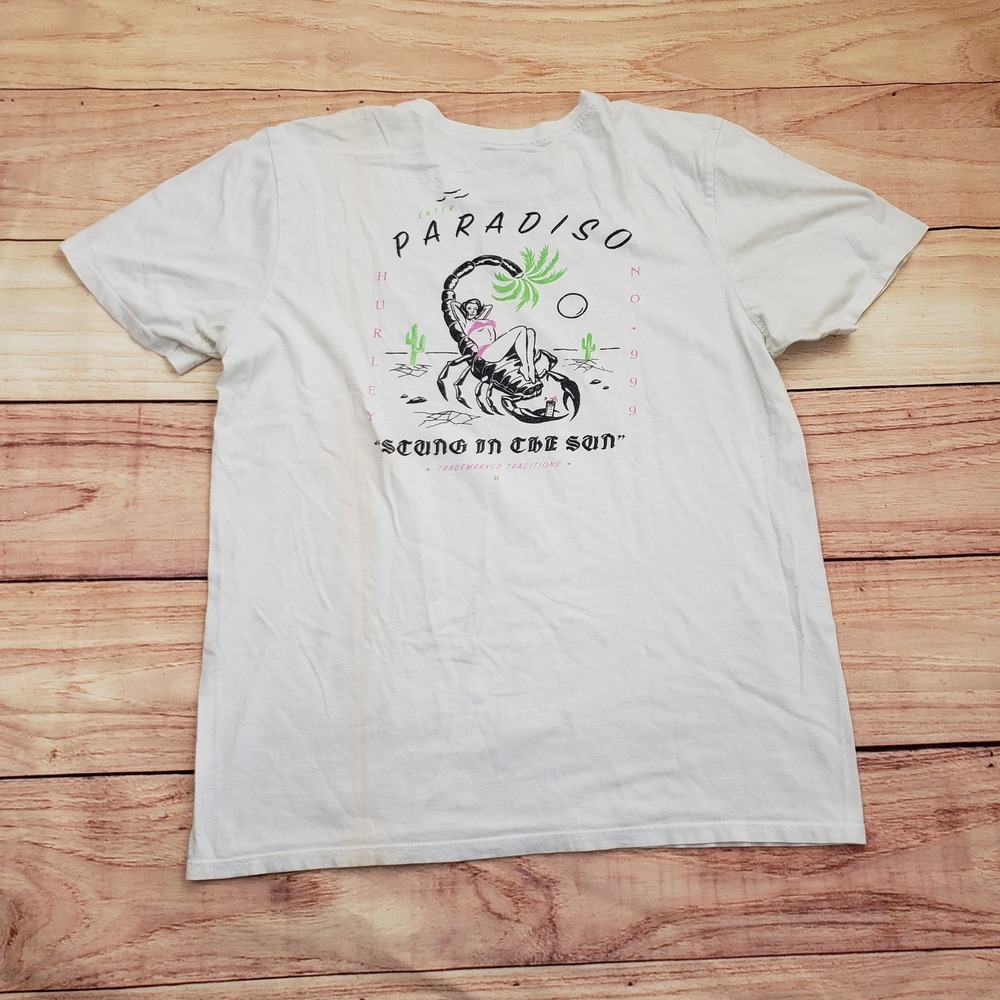 Hurley Shirt Mens Large Paradiso Scorpion Graphic Beach‎ Stung In The Sun Surf *
